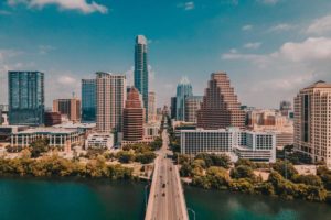 an aerial photo of austin texas and representing all vast options of legal aid in texas