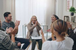 a therapy group for addiction recovery helps each other maintain accountability after rehab